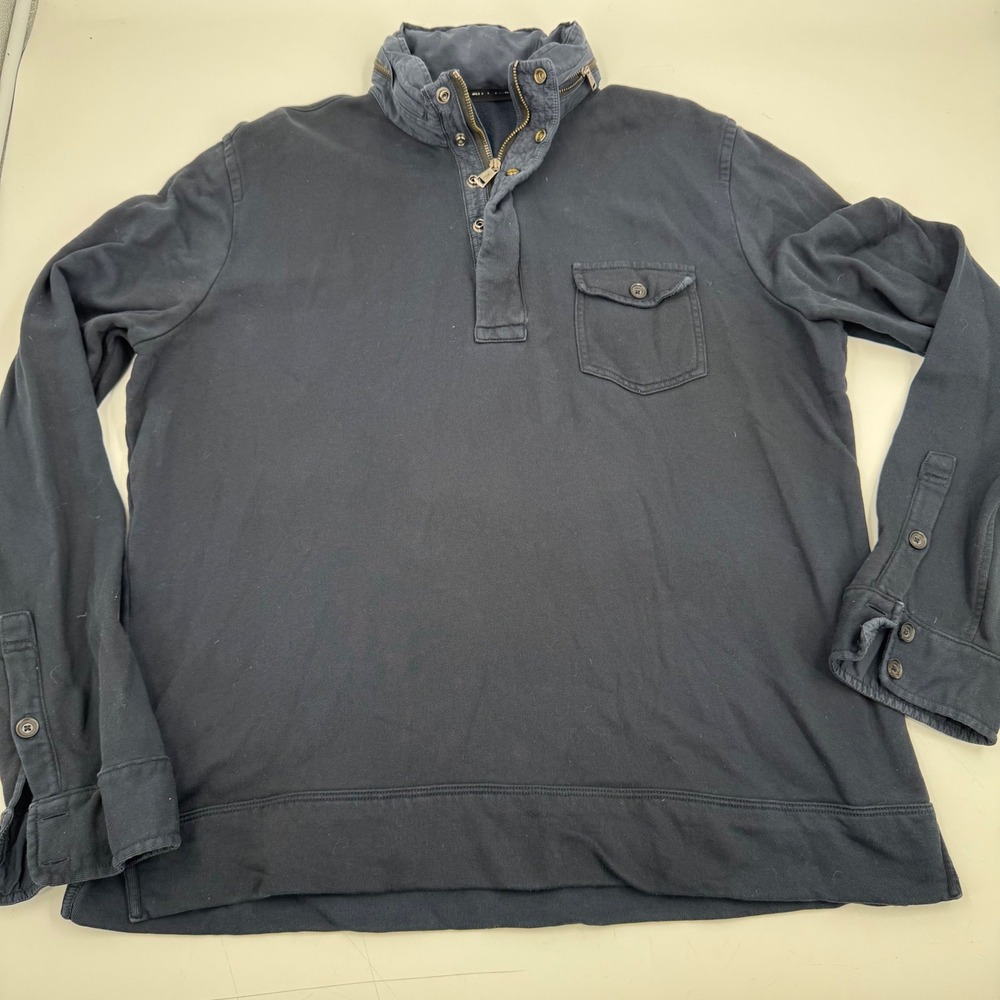 Ralph‎ Lauren Black Label Mens XL Pullover Hooded Sweatshirt 1/4 Zip Mock Neck